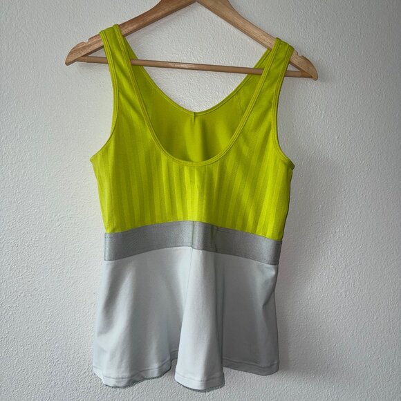 Nike Dri-Fit Safety Yellow Reflective Gray Strip Running Tennis Tank Size L - Picture 6 of 9